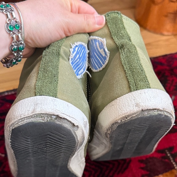 Golden Goose Green High-Top Sneakers with Silver Star Pre-Loved Condition - Picture 13 of 14